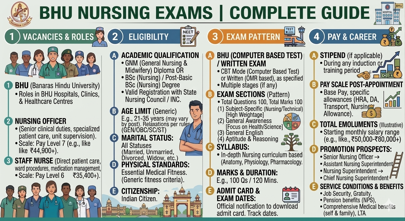BHU nursing exam complete guide nursing offficer, staff nurse